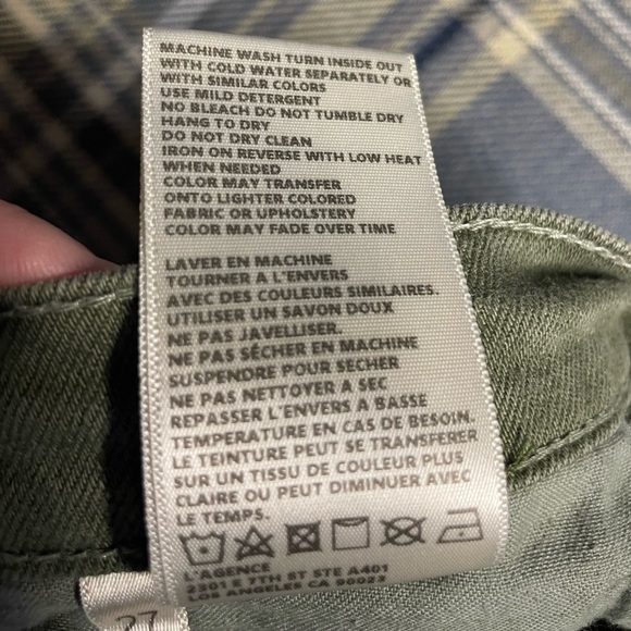 L’AGENCE High Rise Khaki Green Cut off Ryland Denim Shorts - Picture 6 of 7